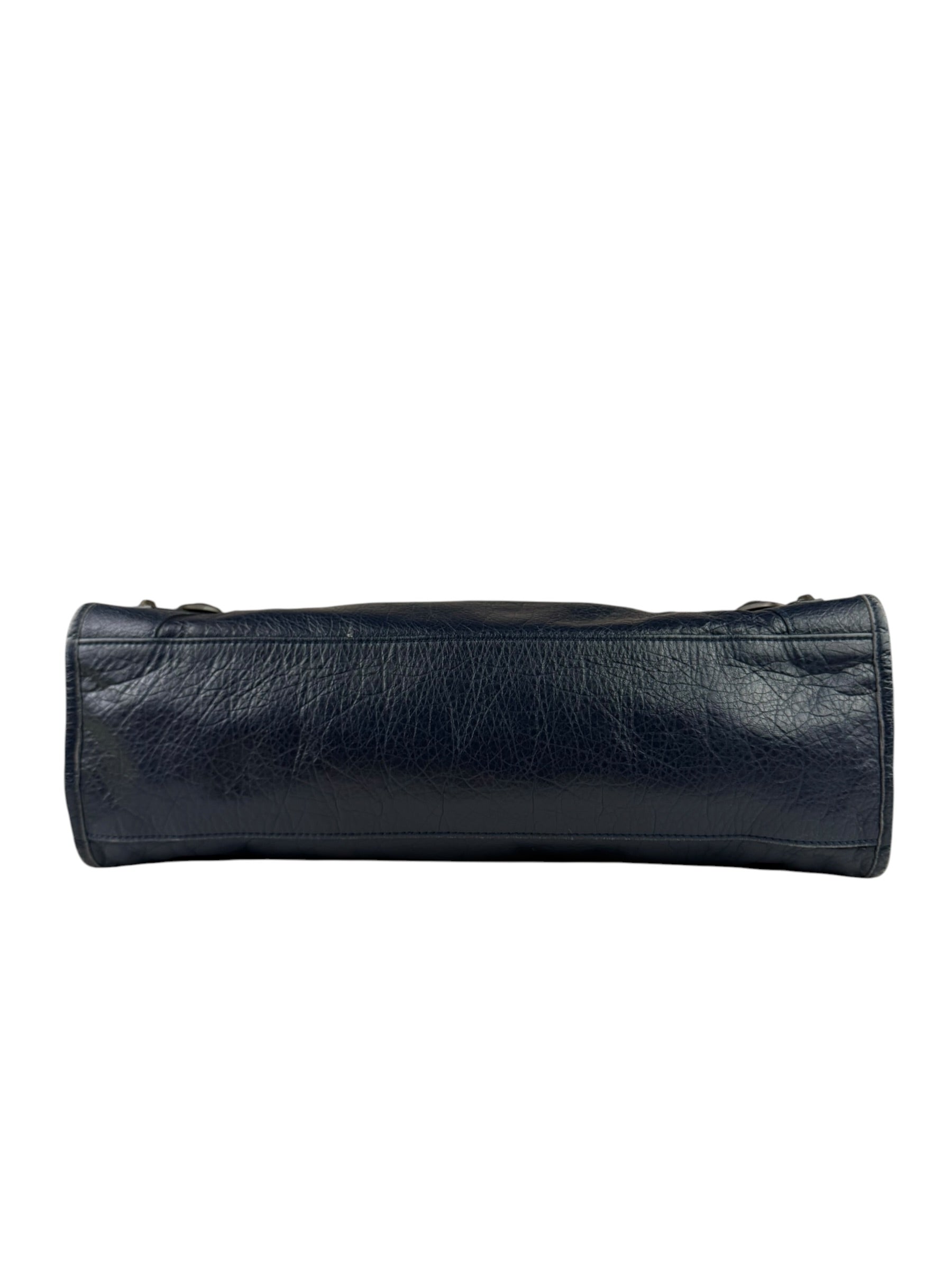 Balenciaga Navy Lambskin Moto Work Two-Way Bag