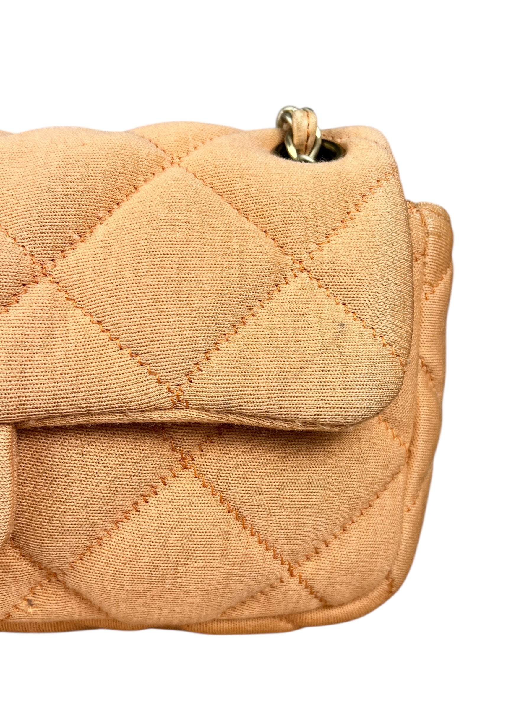 Chanel CC Flap Bag Peach Jersey Quilt