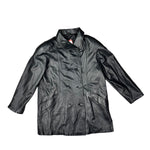 Vintage Black Vegan Leather Long Coat