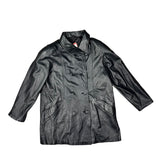 Vintage Black Vegan Leather Long Coat