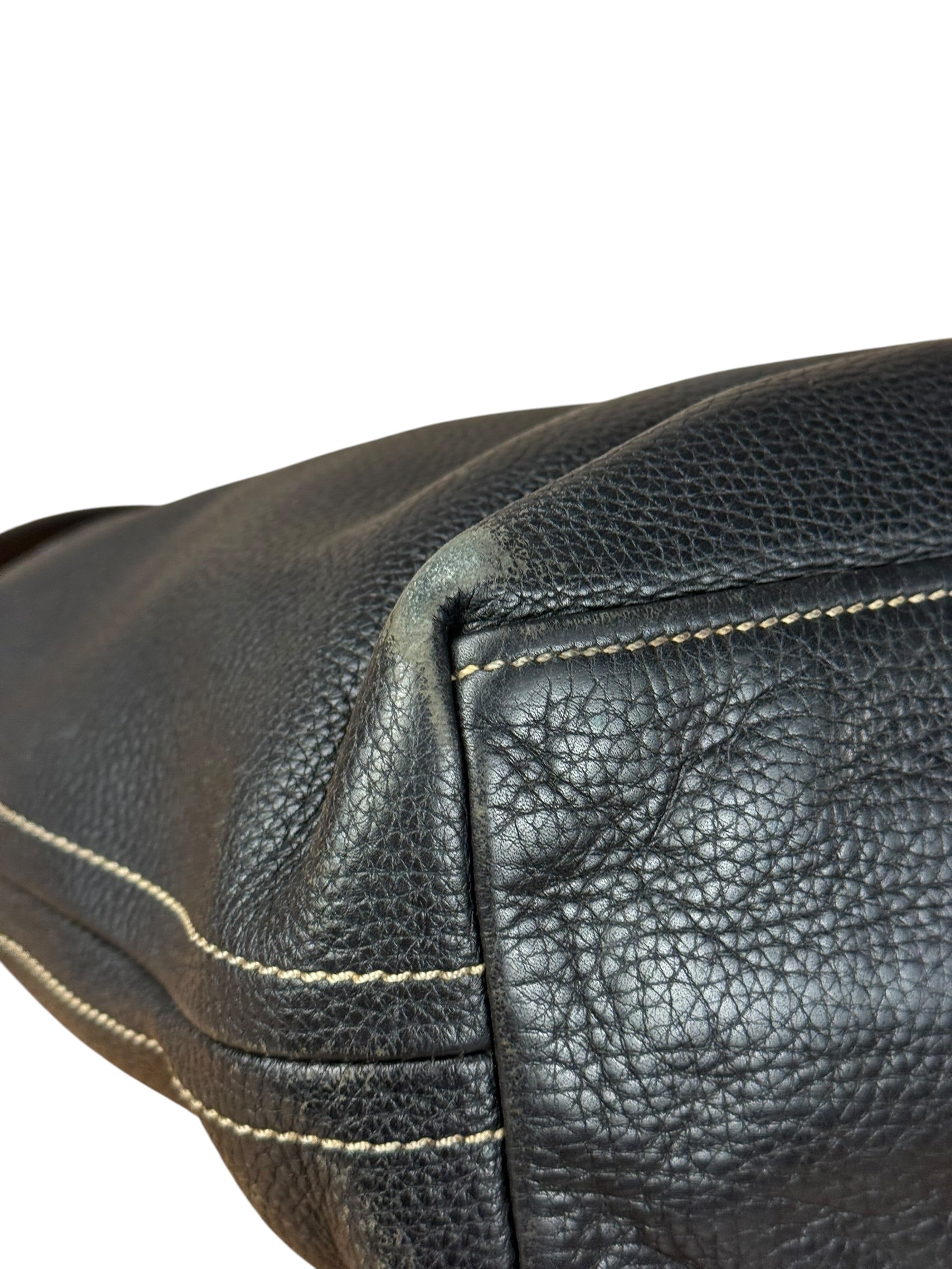 Prada Vintage Black Pebbled Leather Hobo Bag