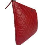 Chanel Vintage Red Leather Classics O-Case Clutch 1992