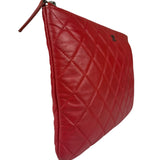Chanel Vintage Red Leather Classics O-Case Clutch 1992