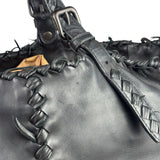Bottega Veneta Black Intrecciato Fringe Shoulder Bag