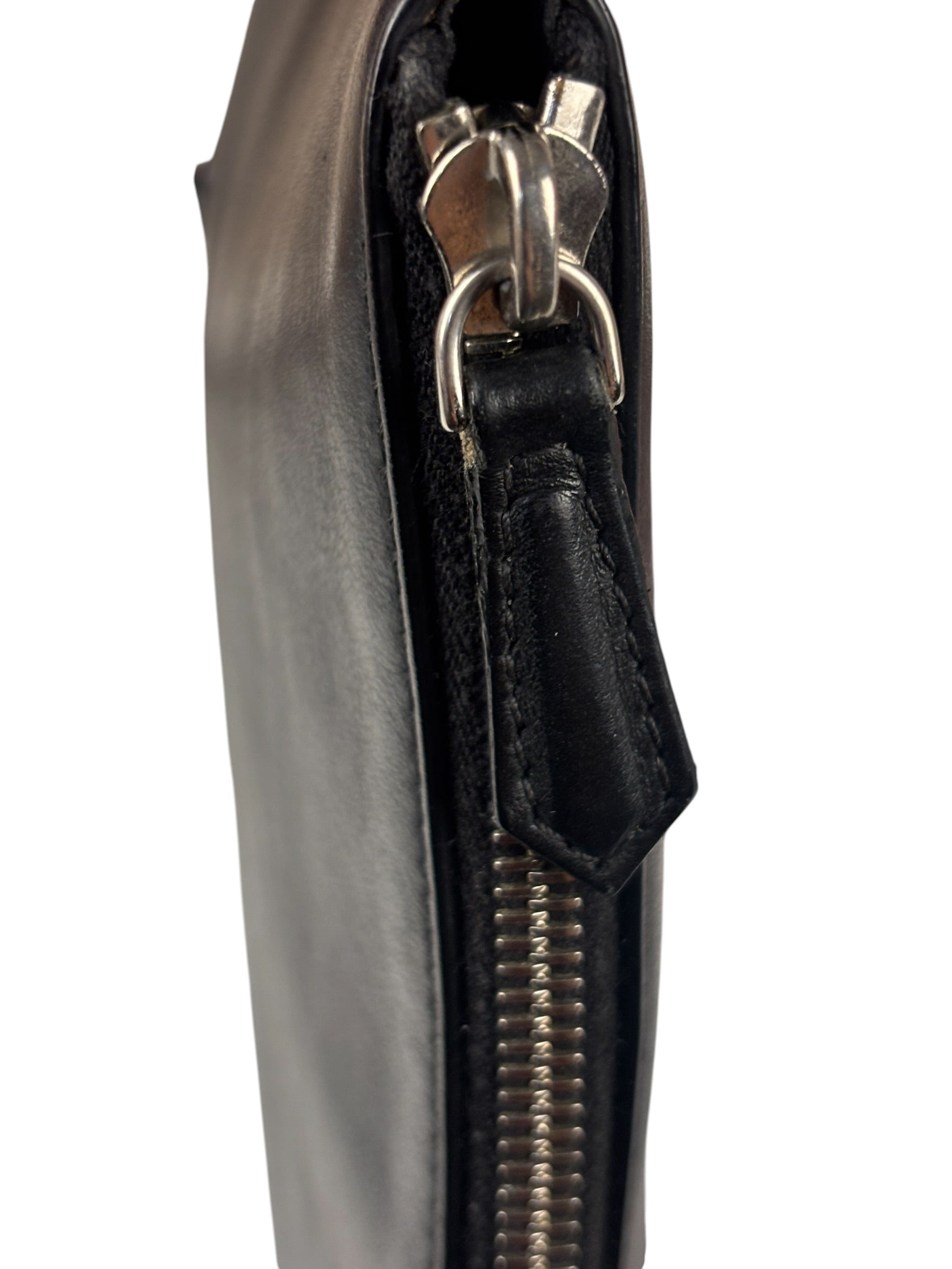 Fendi Black Leather Monsters Zip Clutch