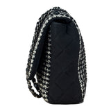 Chanel Black CC Quilted Jersey and Tweed Chain Flap Bag 2014