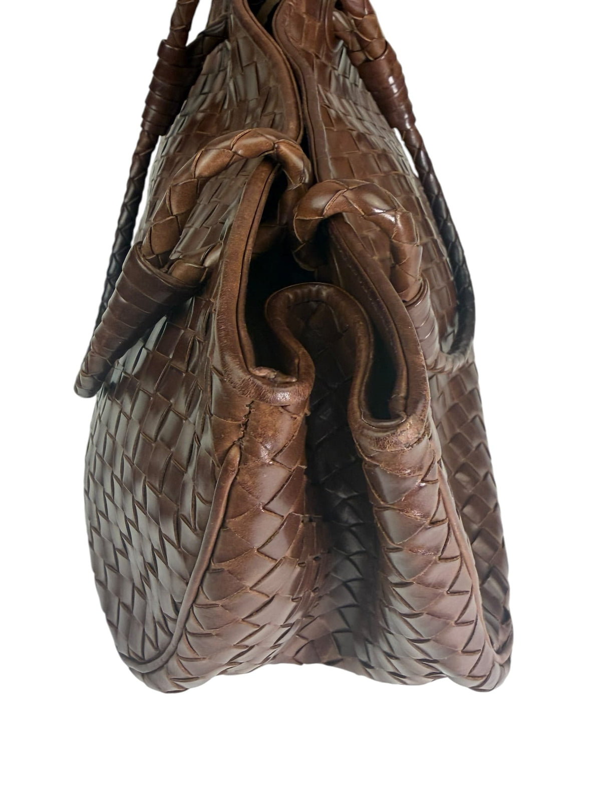 Bottega Veneta Brown Leather Intrecciato Top Handle Small Tote