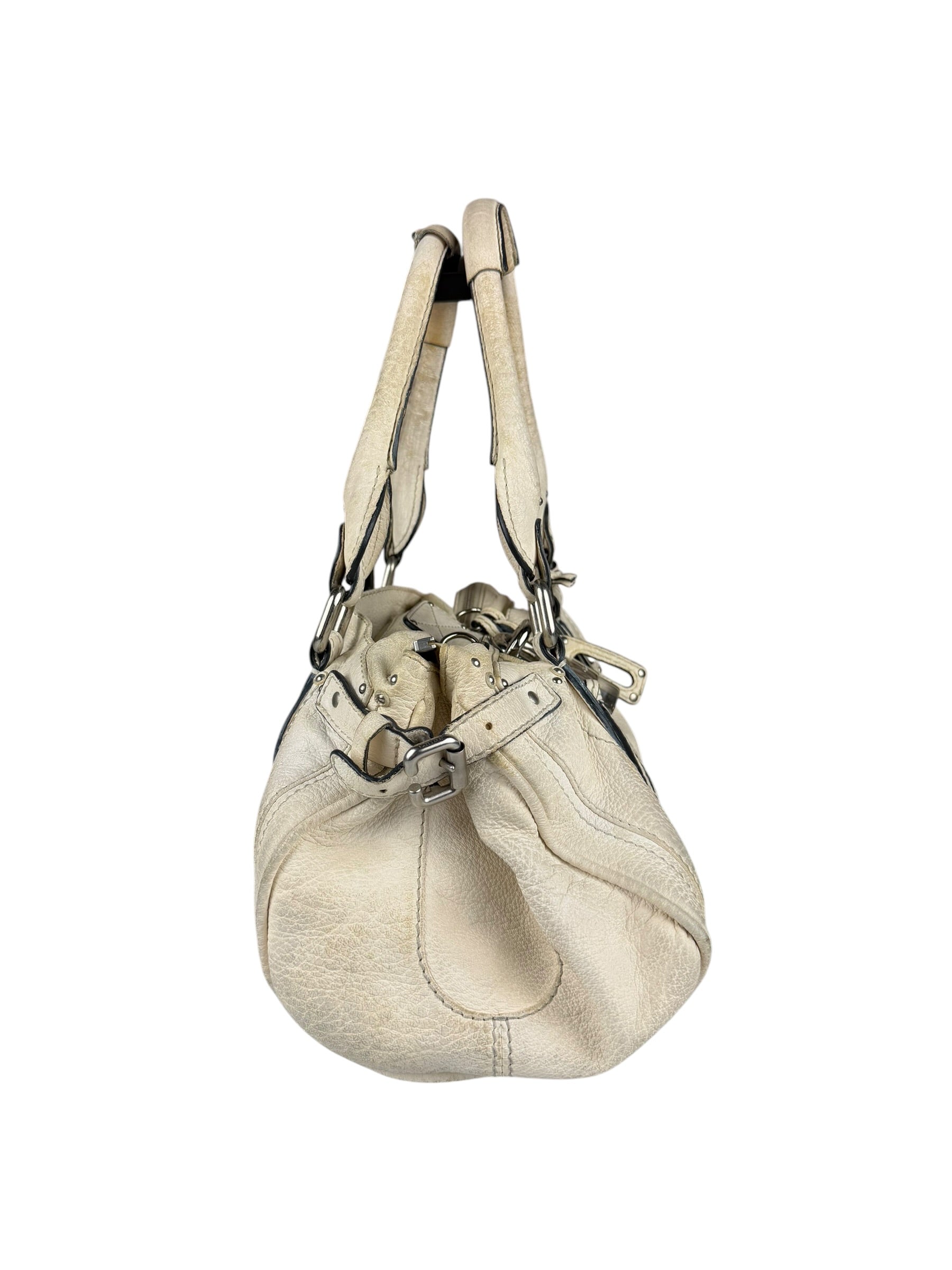 Chloé White Leather Paddington Handbag (Repainted)