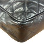 Chanel Vintage Black Leather Quilted Bottom Chain Tote Bag 1987