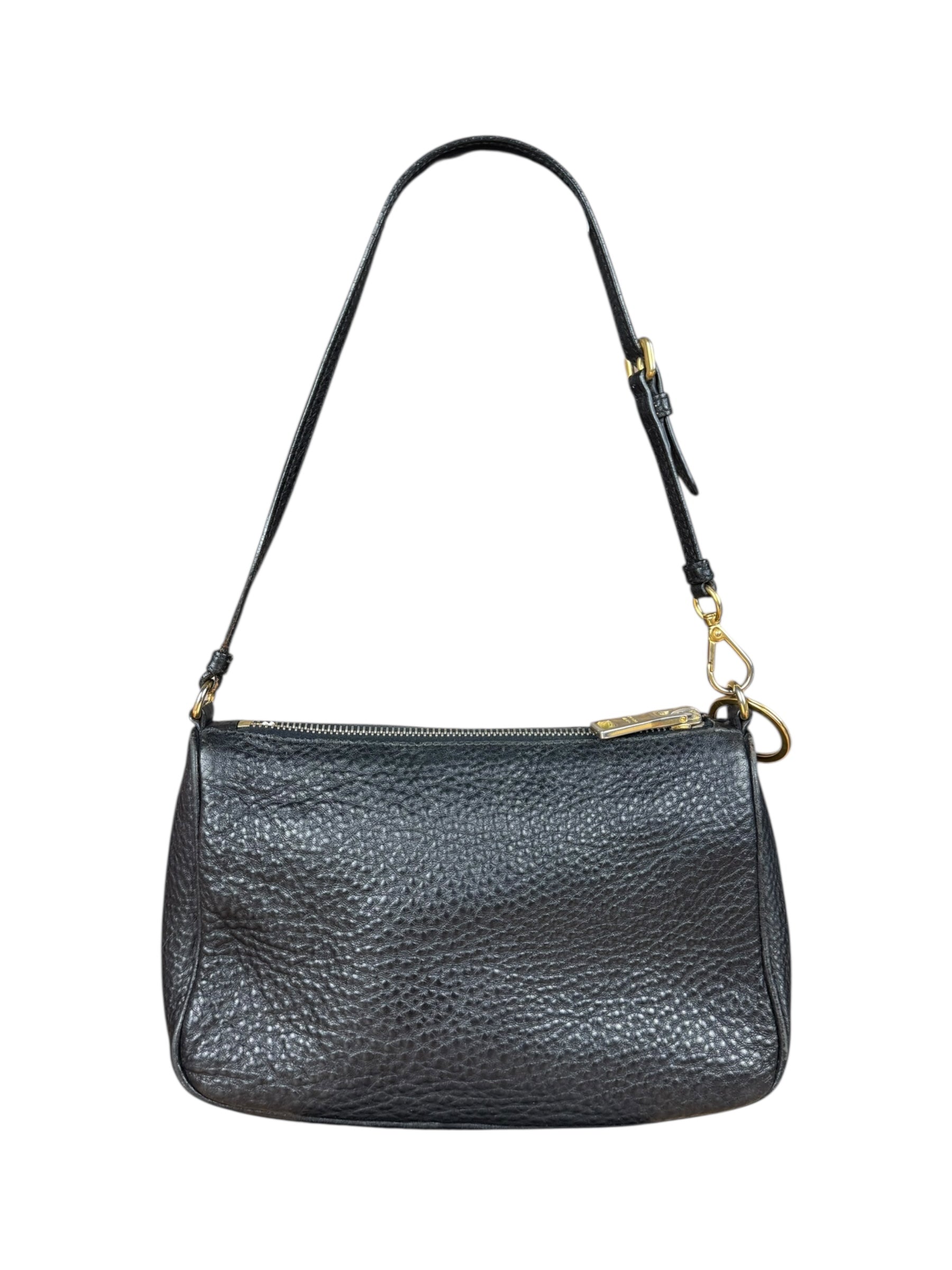 Prada Black Pebbled Leather Pochette