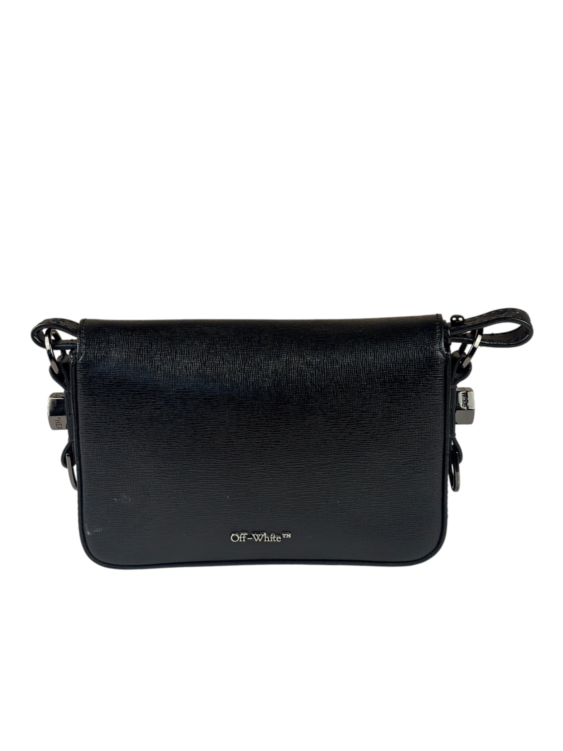 Off-White Black/White Leather Binder Clip Crossbody Bag