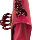 Alexander McQueen Red Leather Mini Jeweled Knuckle Shoulder Bag