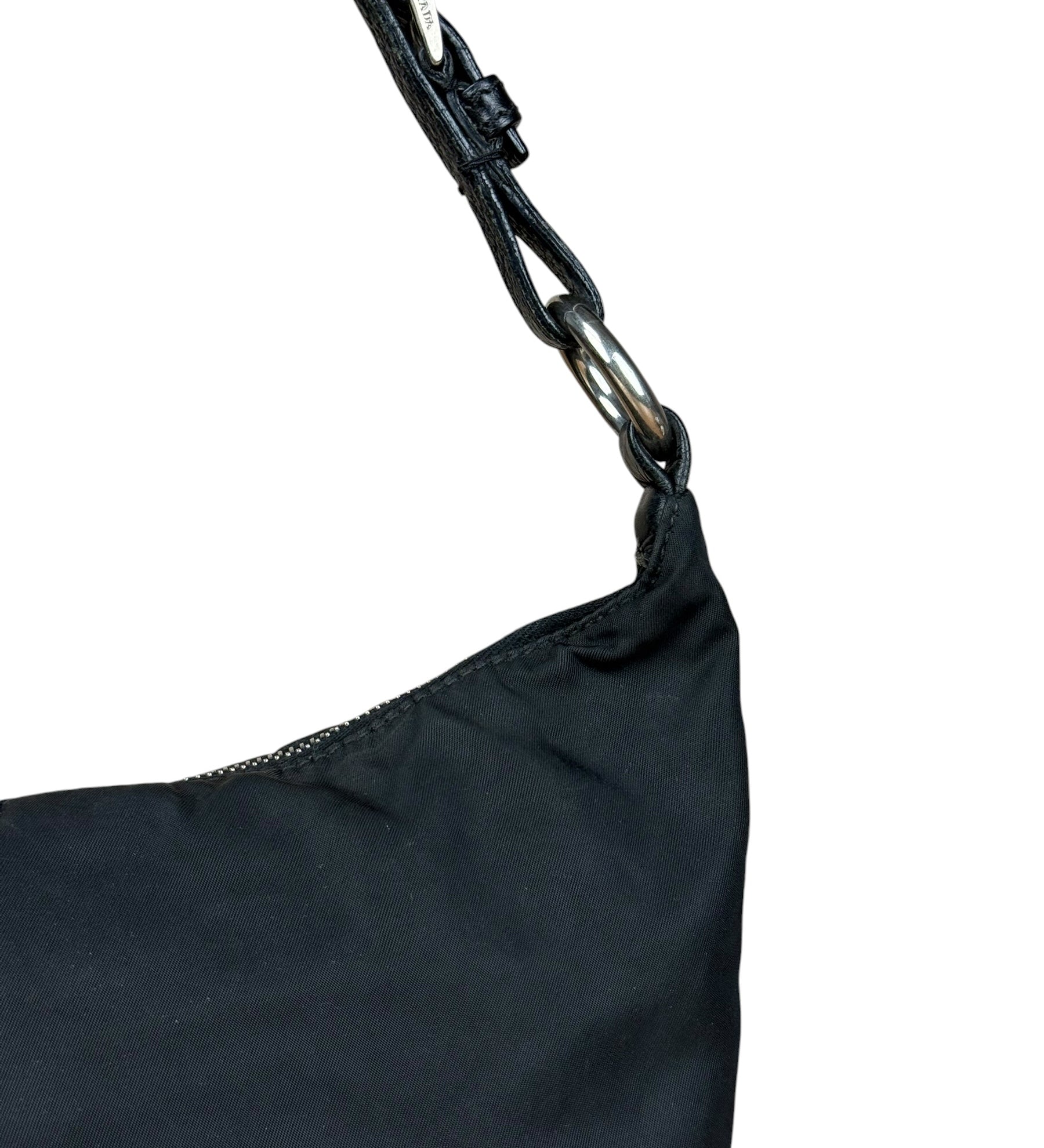 Prada Vintage Black Nylon Shoulder Bag