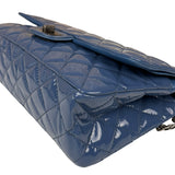 Chanel Blue Patent Quilted Jumbo Classic 2.55 Double Flap Bag 2011