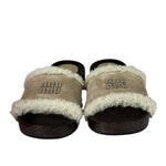 Miu Miu Suede Lining Dyed Sheep Fur Wooden Sandals