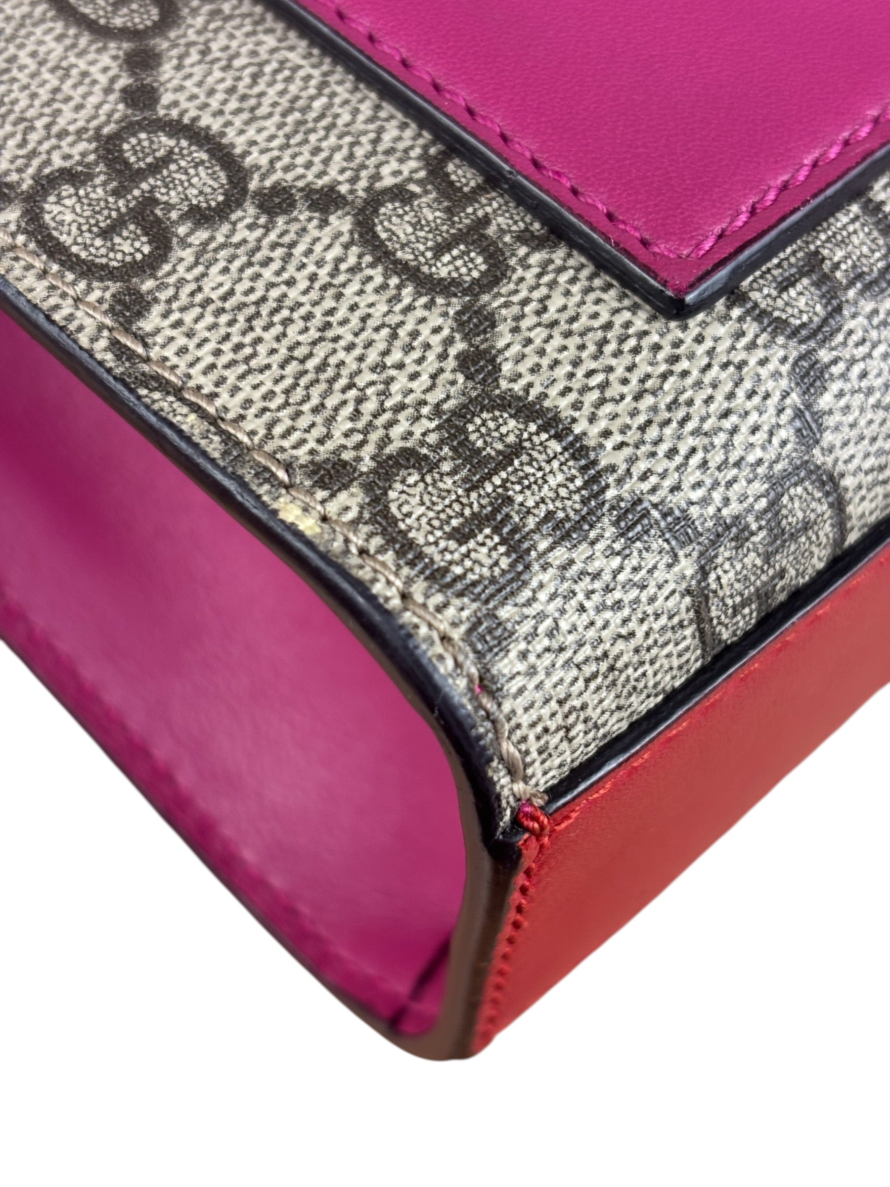 Gucci Padlock Medium Leather Chain Shoulder Bag Beige/Red/Pink