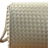 Bottega Veneta Vintage Cream Satin Intrecciato Mini Shoulder Bag