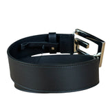 Gucci Black Leather Crystal Logo Belt