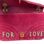 Gucci Pink GG Velvet Marmont "Blind for Love" Flap Bag