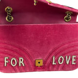 Gucci Pink GG Velvet Marmont "Blind for Love" Flap Bag