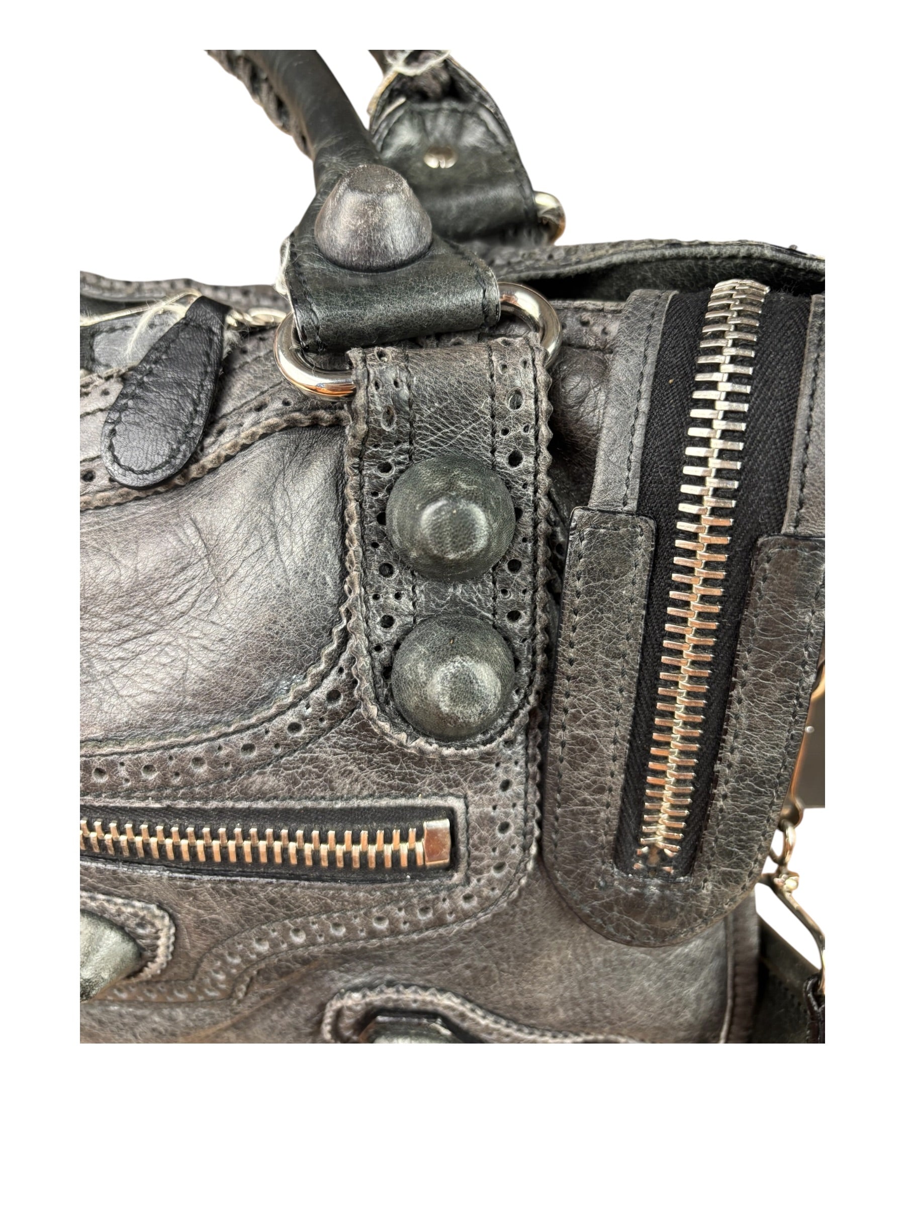 Balenciaga Dark Grey Covered Brogues City Bag