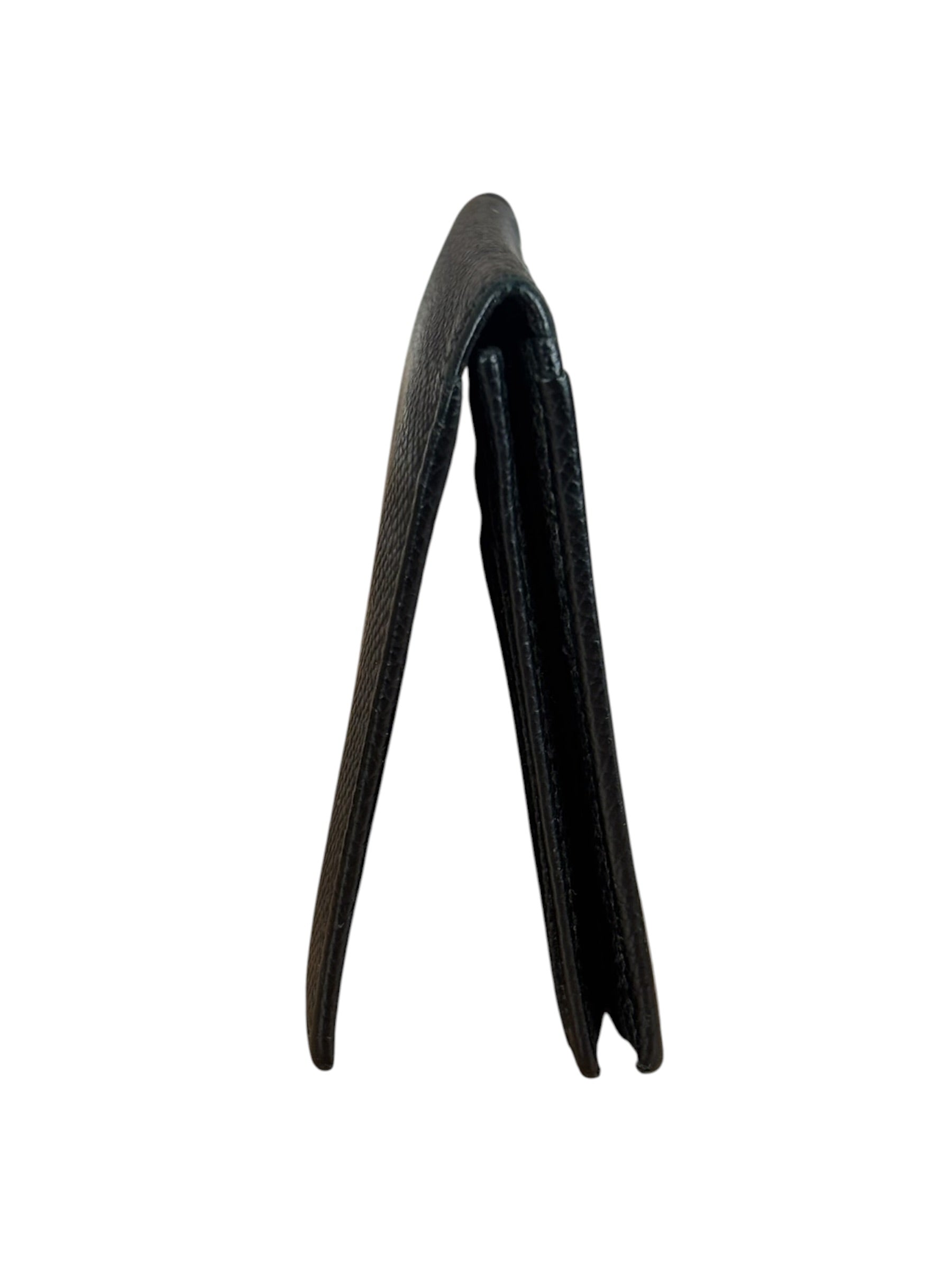 Bvlgari Black Grained Leather Bifold Card Holder