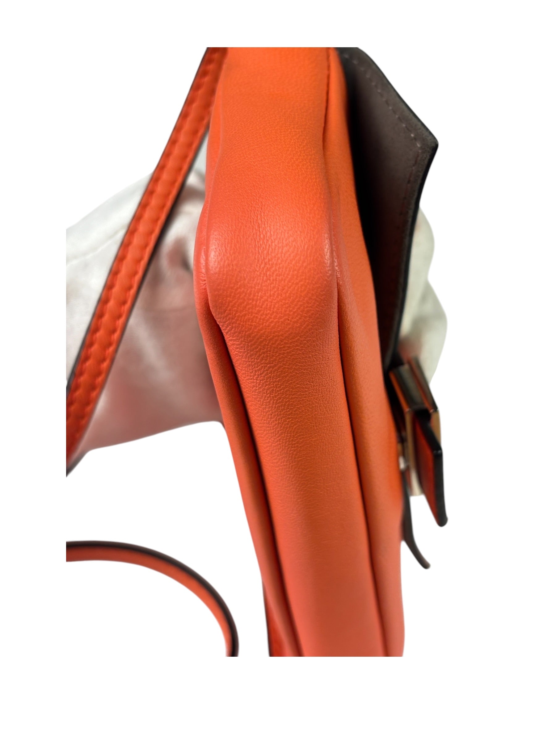 Fendi Orange Leather Mini Baguette