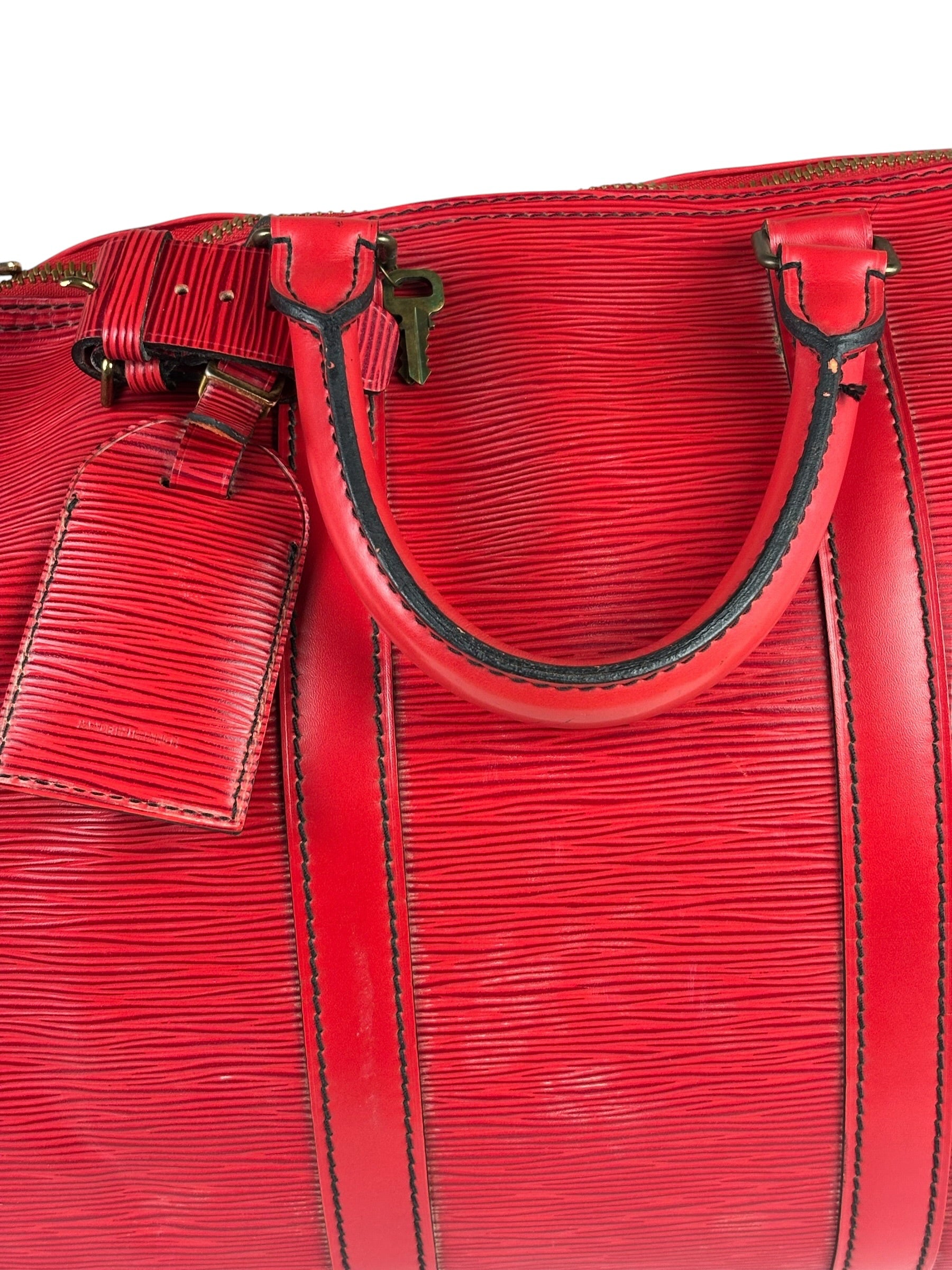 Louis Vuitton Red Epi Keepall 45