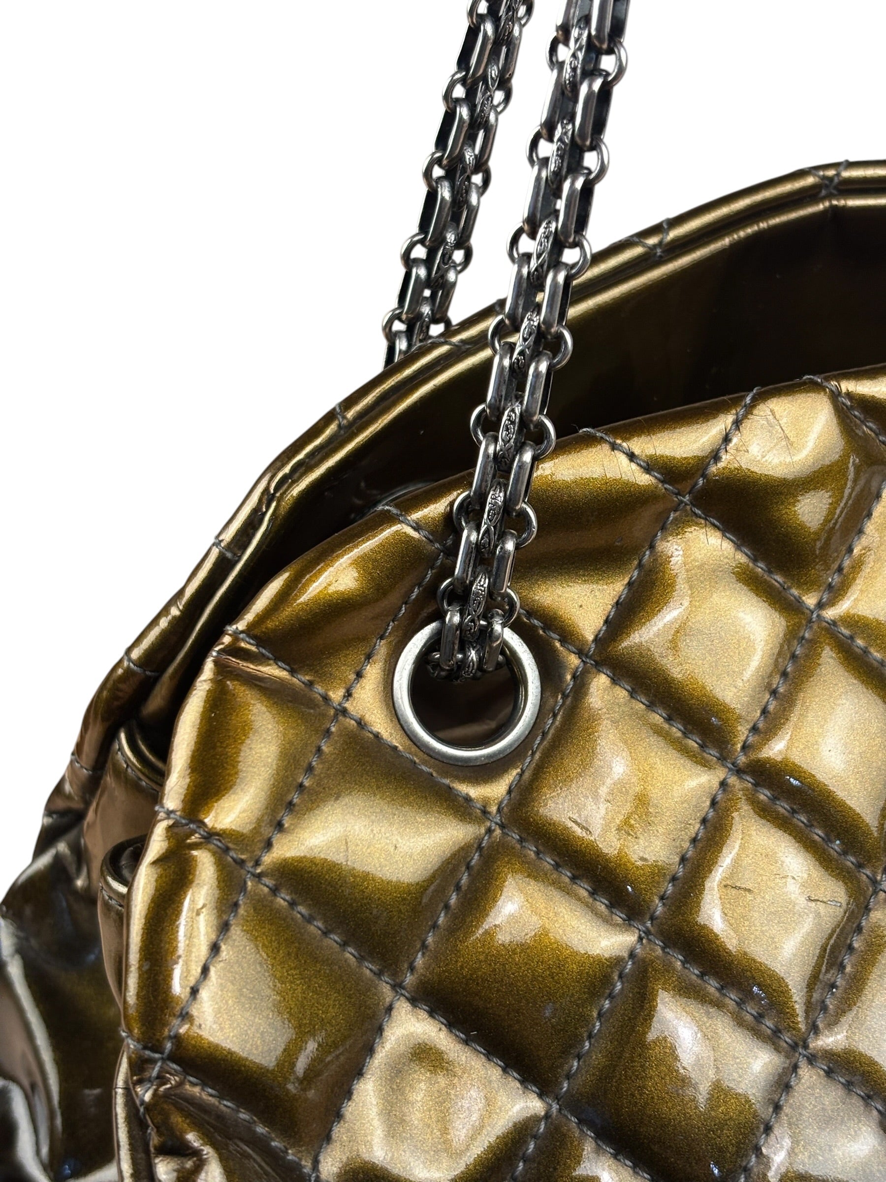 Chanel Metallic Gold Patent Leather Just Medemoiselle Bowling Bag 2011
