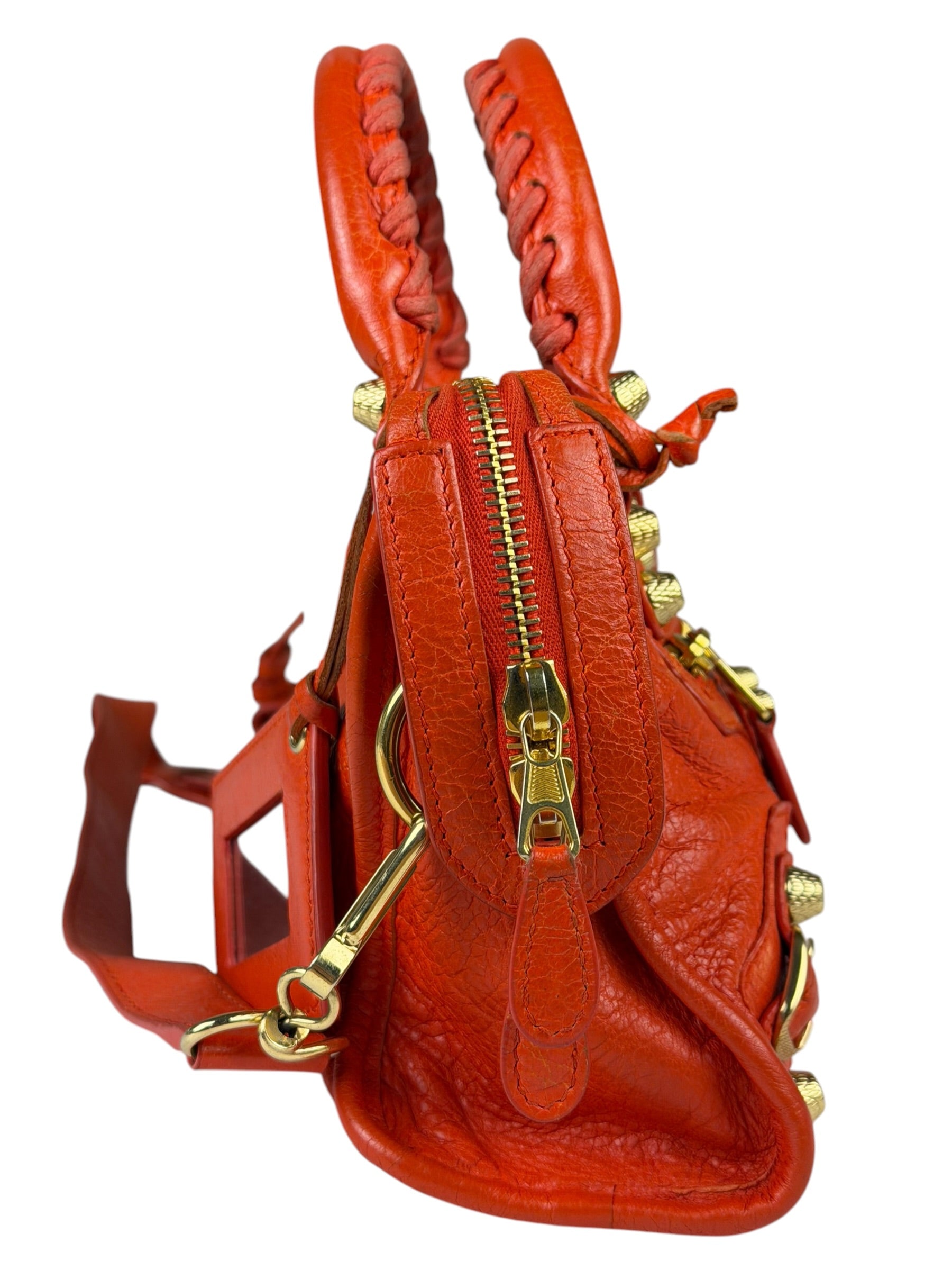 Balenciaga Red Leather Mini City Bag