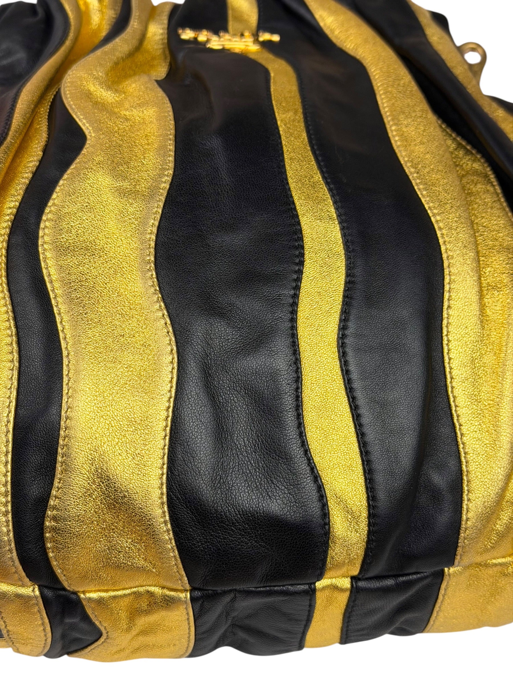 Prada Bicolor Leather Nappa Waves Tote Bag