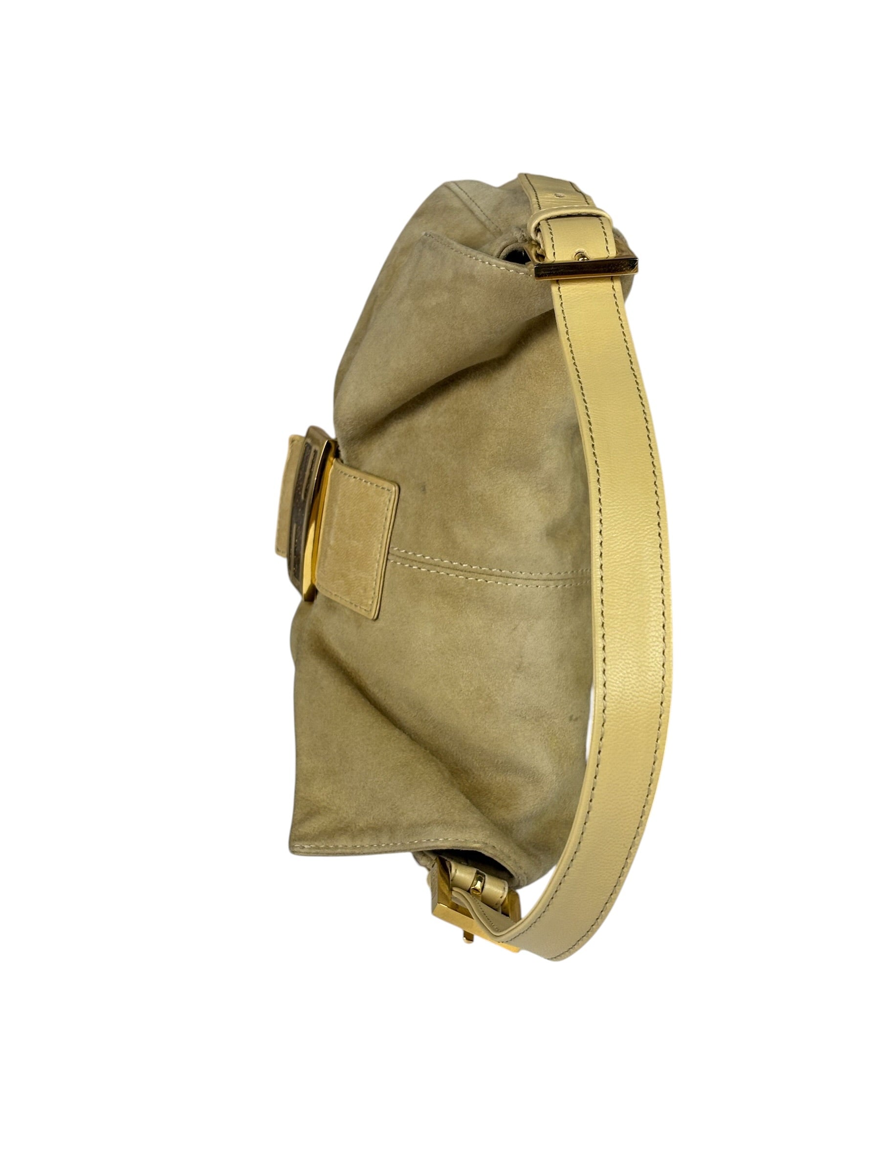 Fendi Beige Suede/Leather Trim Baguette