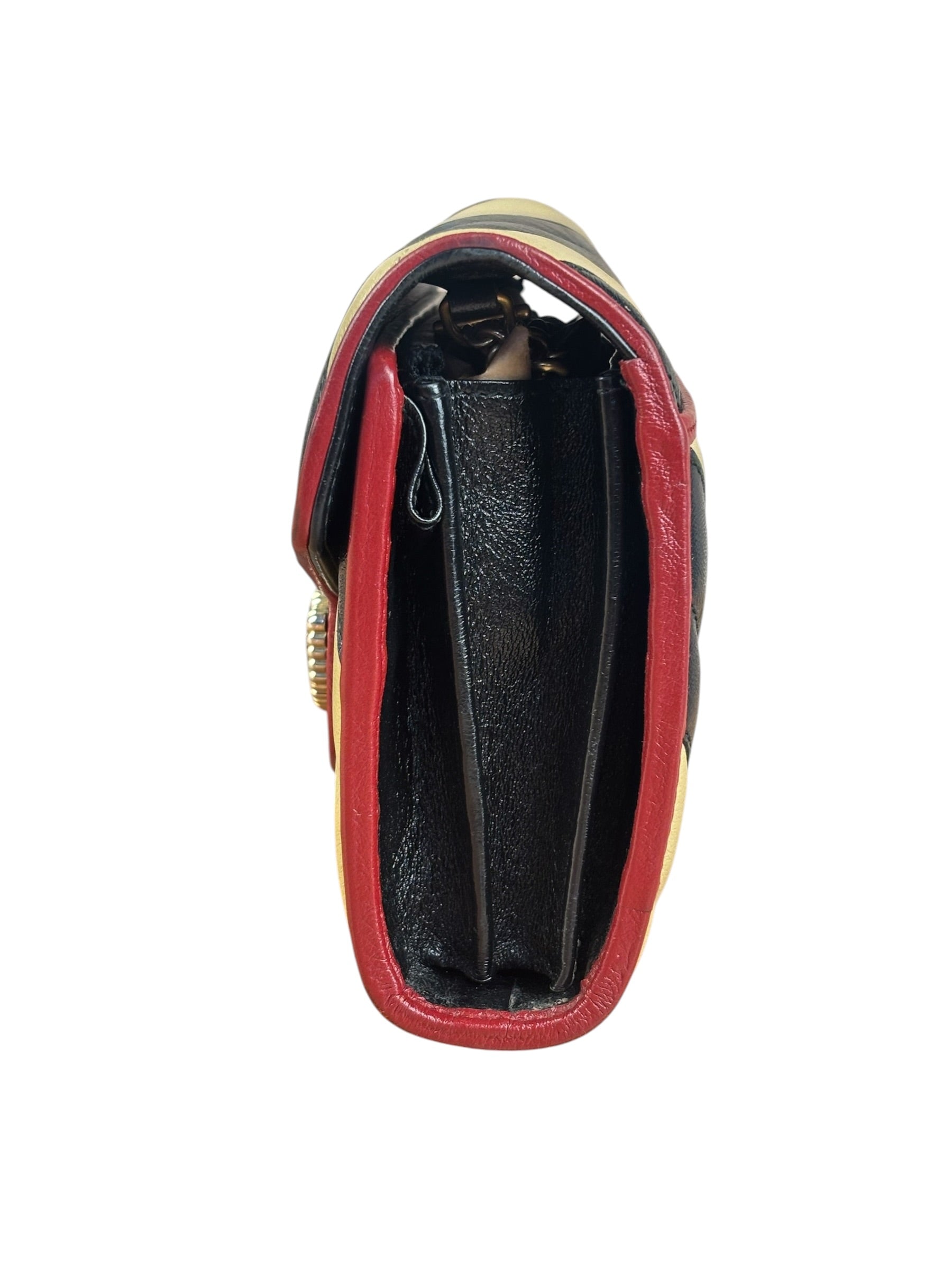 Gucci Stripped Multicolor Marmont Wallet on Chain