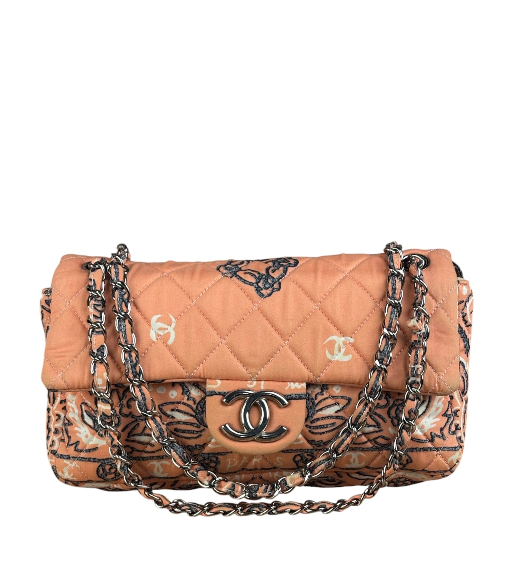 Chanel Pink Paisley Bandana Print Flap Bag