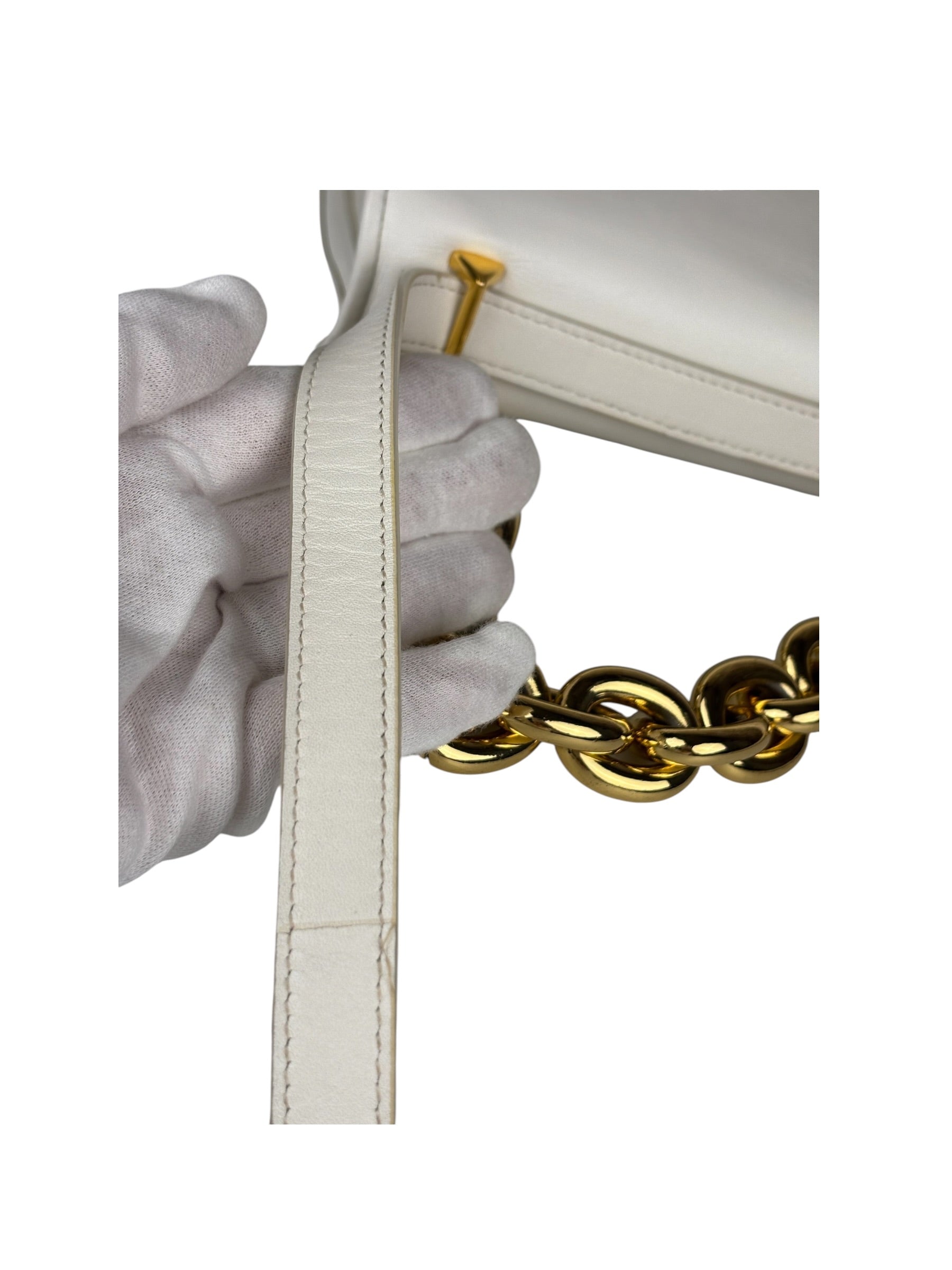 Bottega Veneta White Leather Mount Shoulder Bag