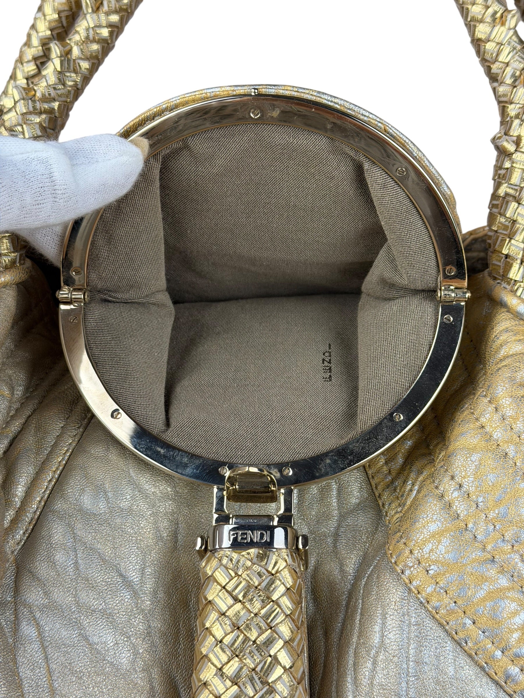 Fendi Metallic Gold Spy Shoulder Bag