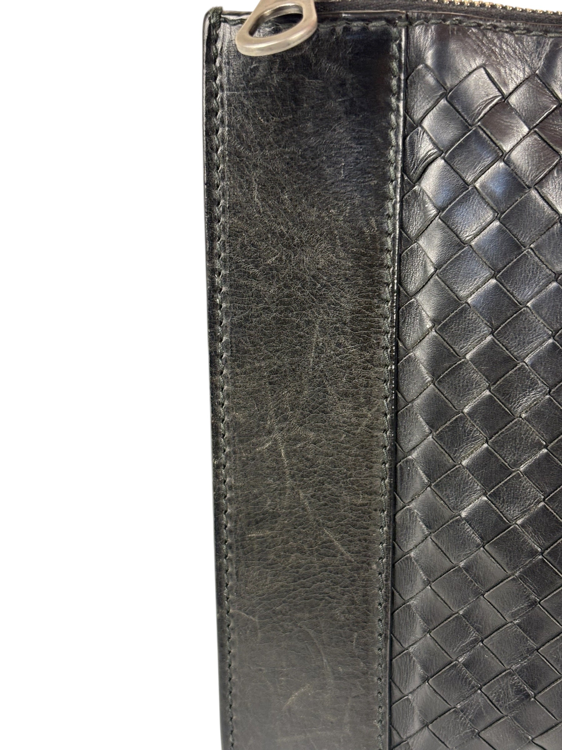 Bottega Veneta Black Intrecciato Zip Pouch