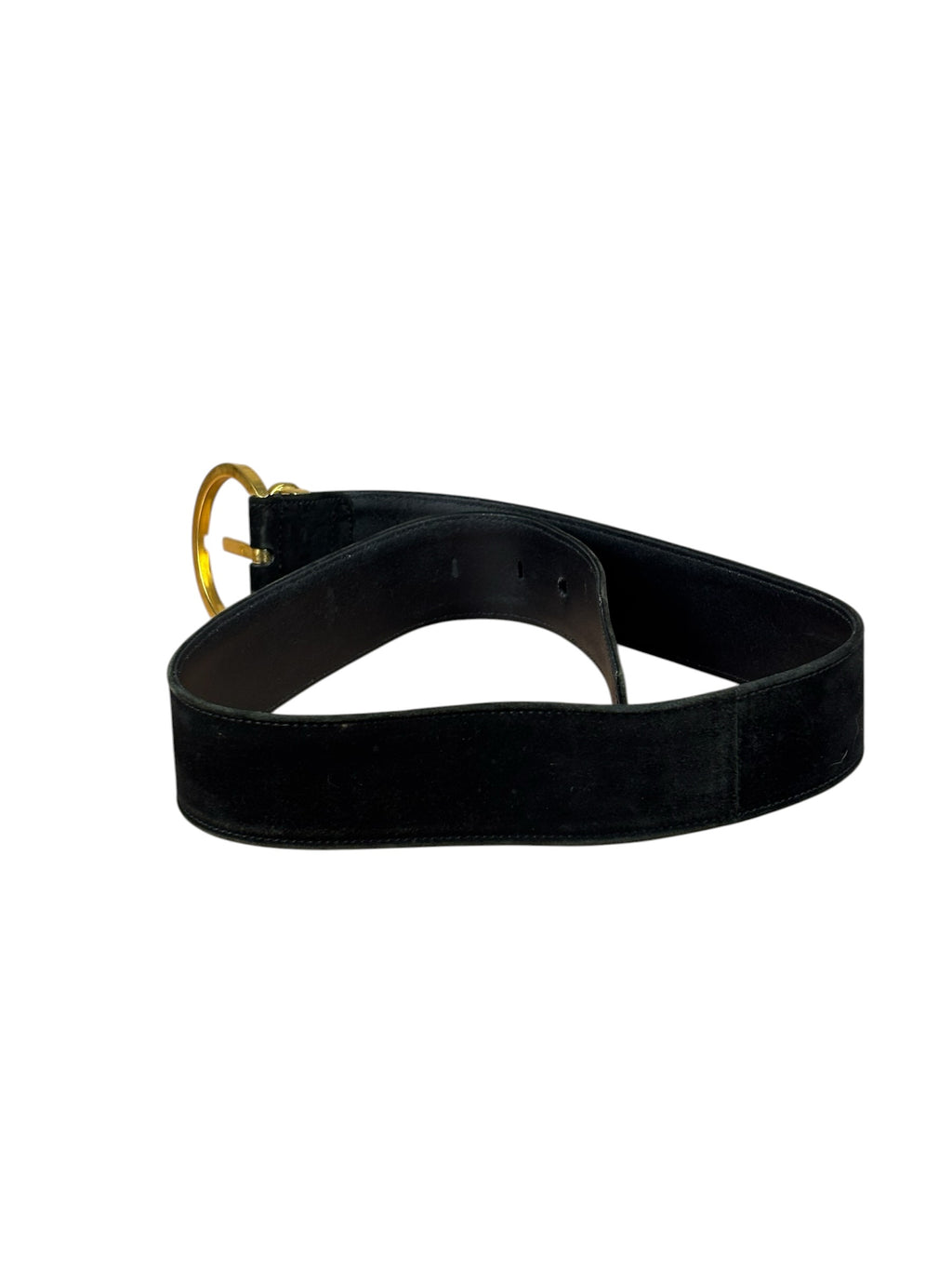 Salvatore Ferragamo Black Suede Gancini Buckle Belt
