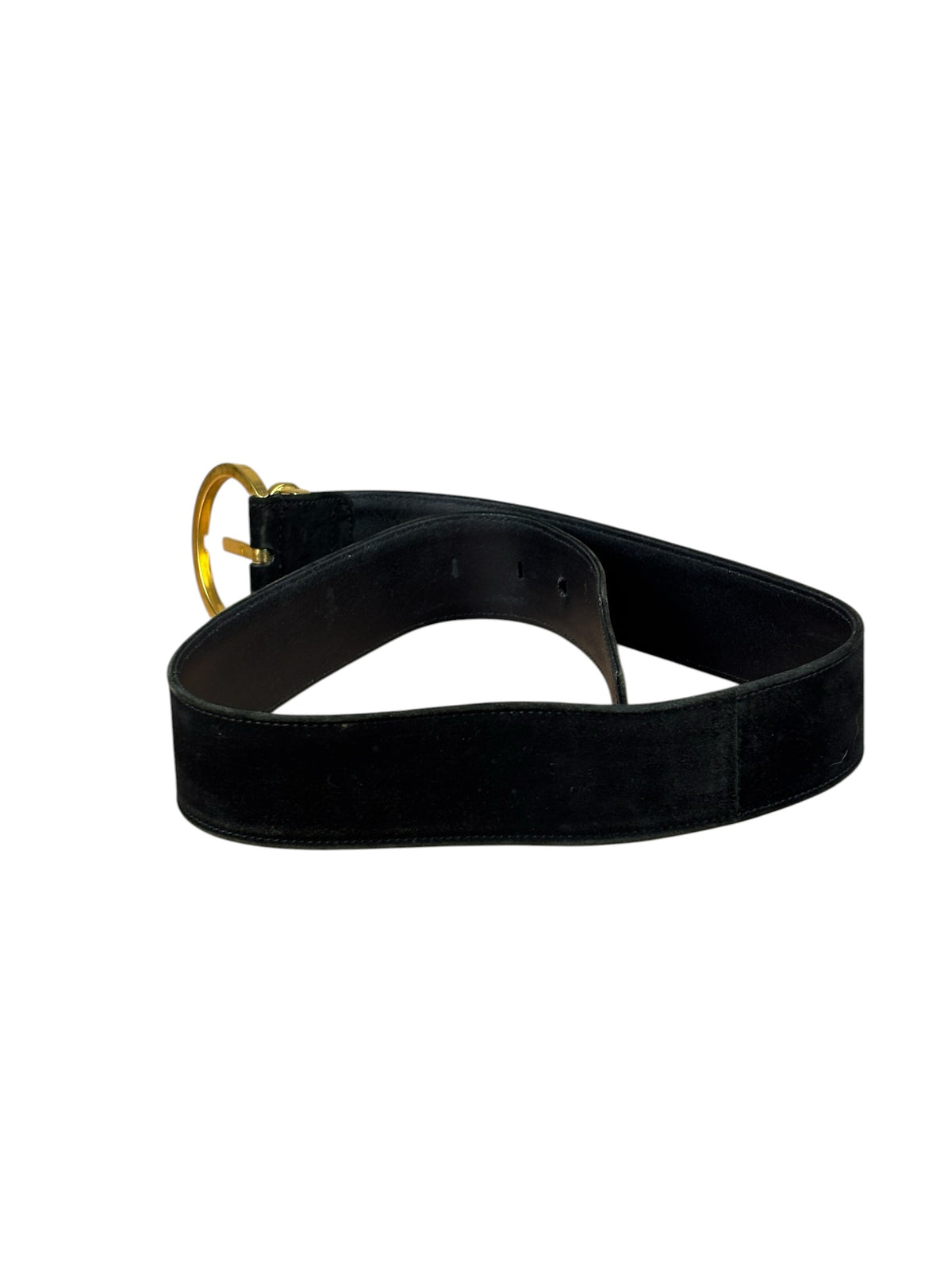 Salvatore Ferragamo Black Suede Gancini Buckle Belt