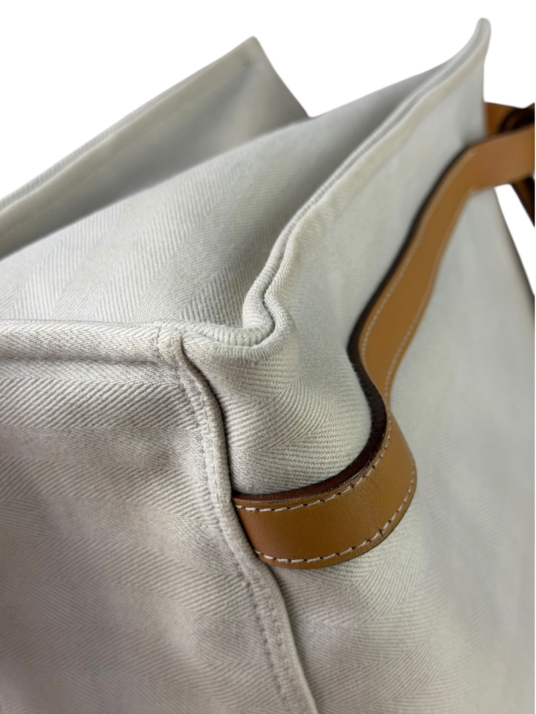 Hermes Beige/Brown Leather Trim Cabalicol Tote