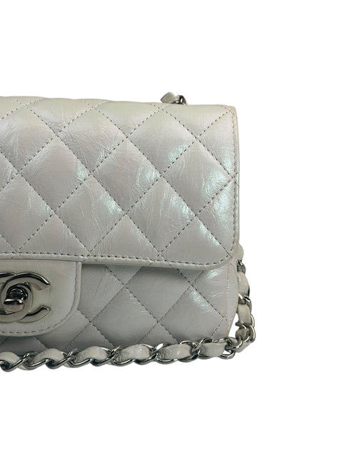 Chanel Metallic White Quilted Calfskin Small Flap Bag 2021