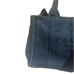 Prada Blue Denim Canapa Logo Tote Bag