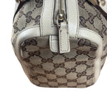 Gucci Bicolor Leather Trim Canvas GG Monogram Shoulder Bag