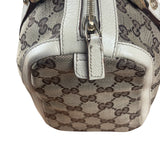 Gucci Bicolor Leather Trim Canvas GG Monogram Shoulder Bag