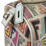Fendi Beige Leather Multicolor Zucca Forever Boston Bag