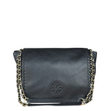 Tory Burch Black Marion Whipstitch Flap Shoulder Bag