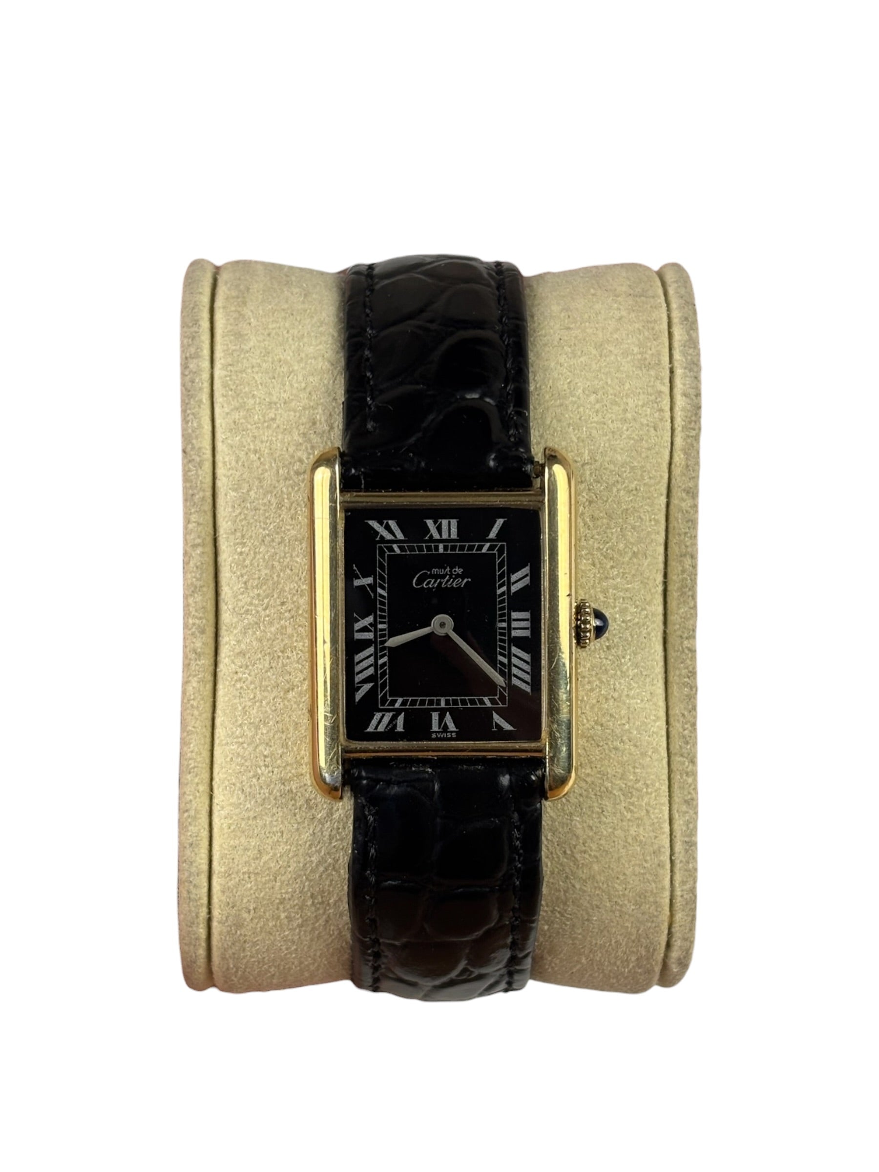 Cartier Must De Tank Black Roman Dial 1970's
