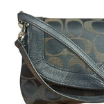 Coach Vintage Black Leather Trim C Canvas Flap Snap Clutch Wristlet