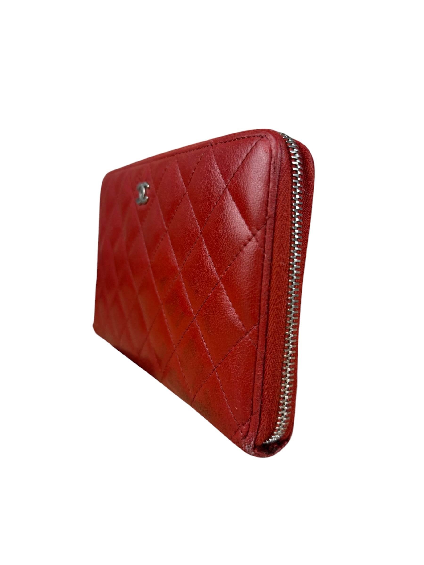 Chanel Red Quilted Leather Long Organizer Wallet 2010
