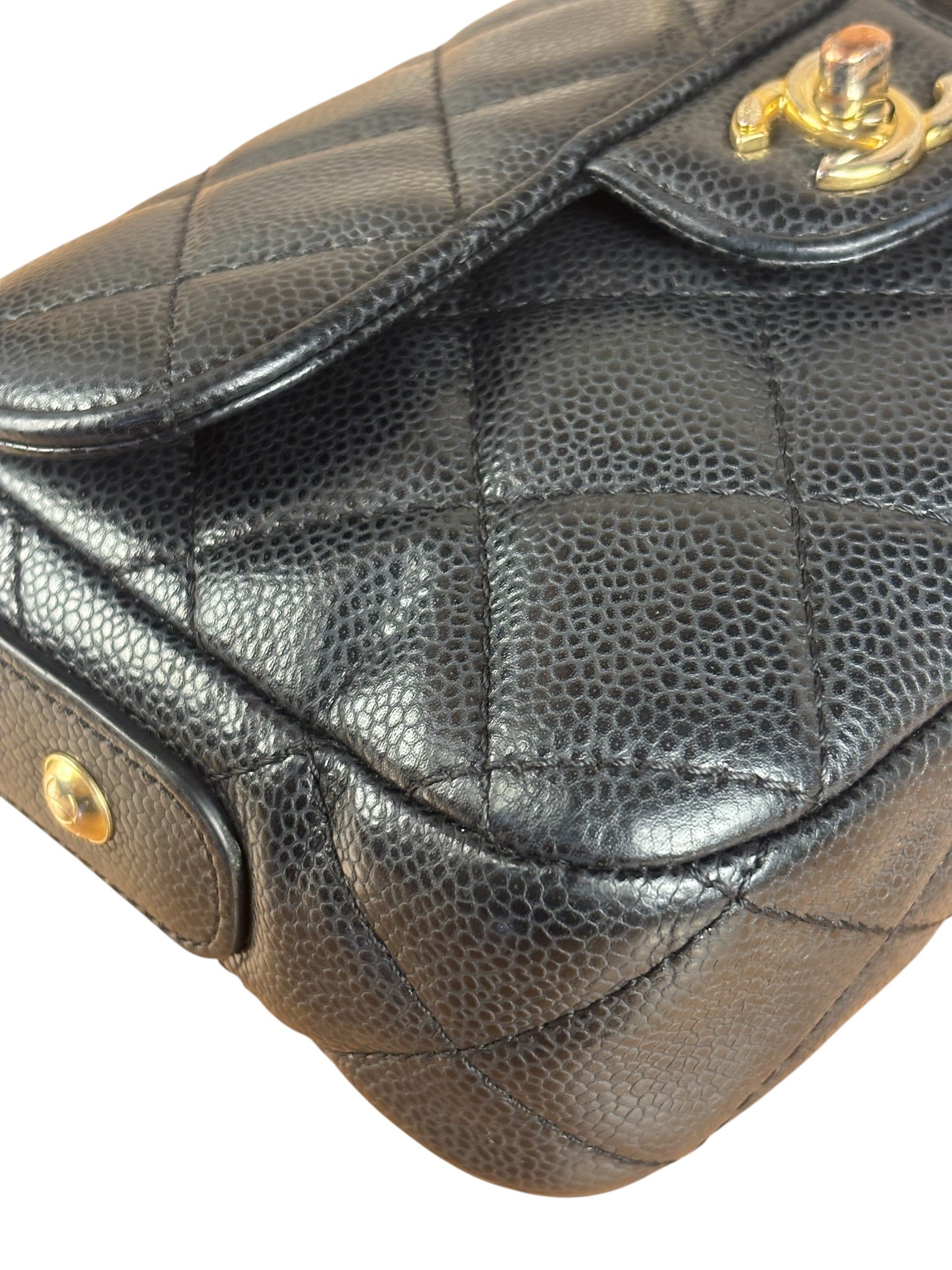 Chanel Black Caviar Quilted Leather Mini Square Flap Bag 2021